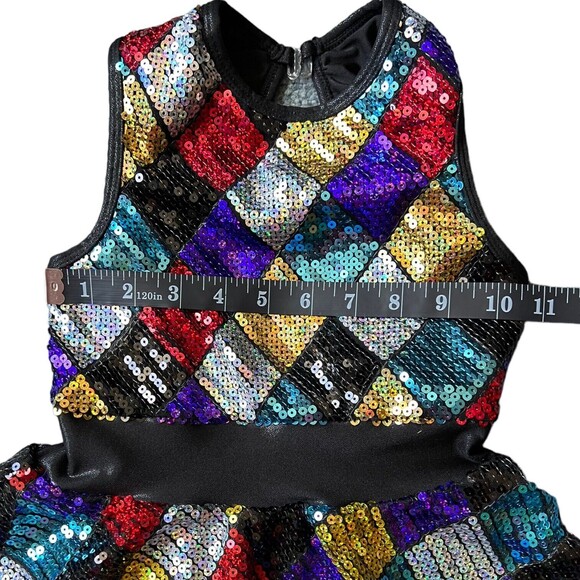 Curtain Call Kaleidoscope Jazz, Tap, Dance Costume Child's CME 7/8 Sequin Peplum - Picture 5 of 10